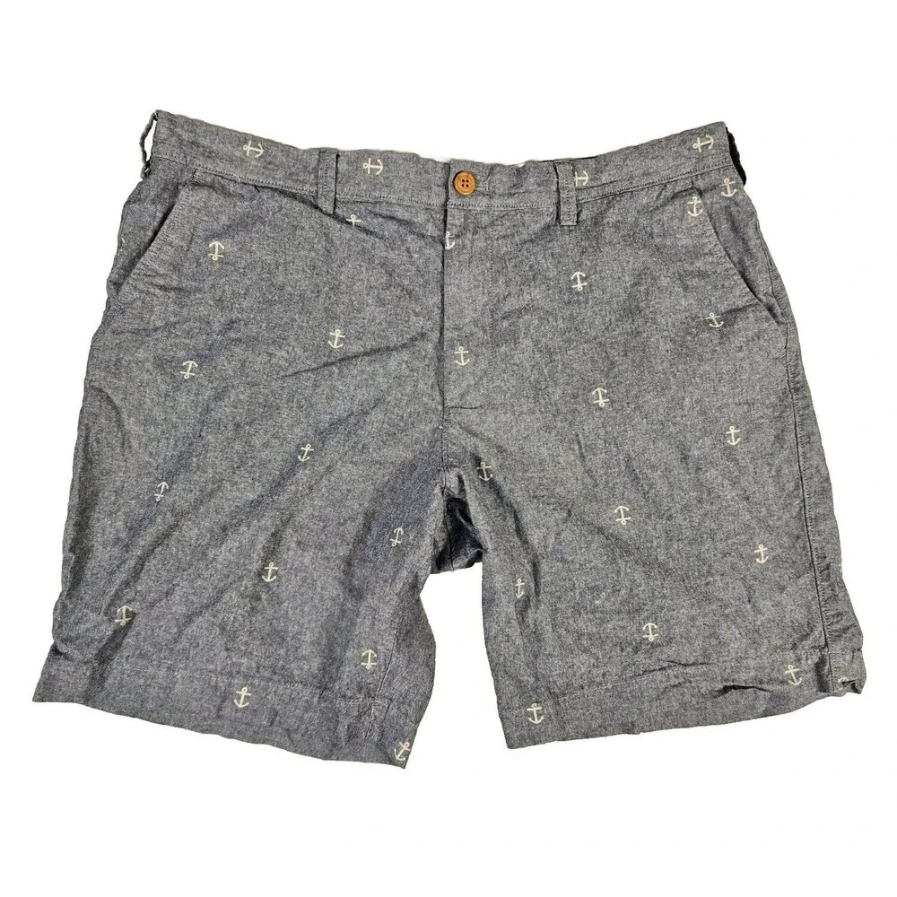 J Crew Shorts Gramercy Blue Anchor Sailing Cotton Size 38 Mens